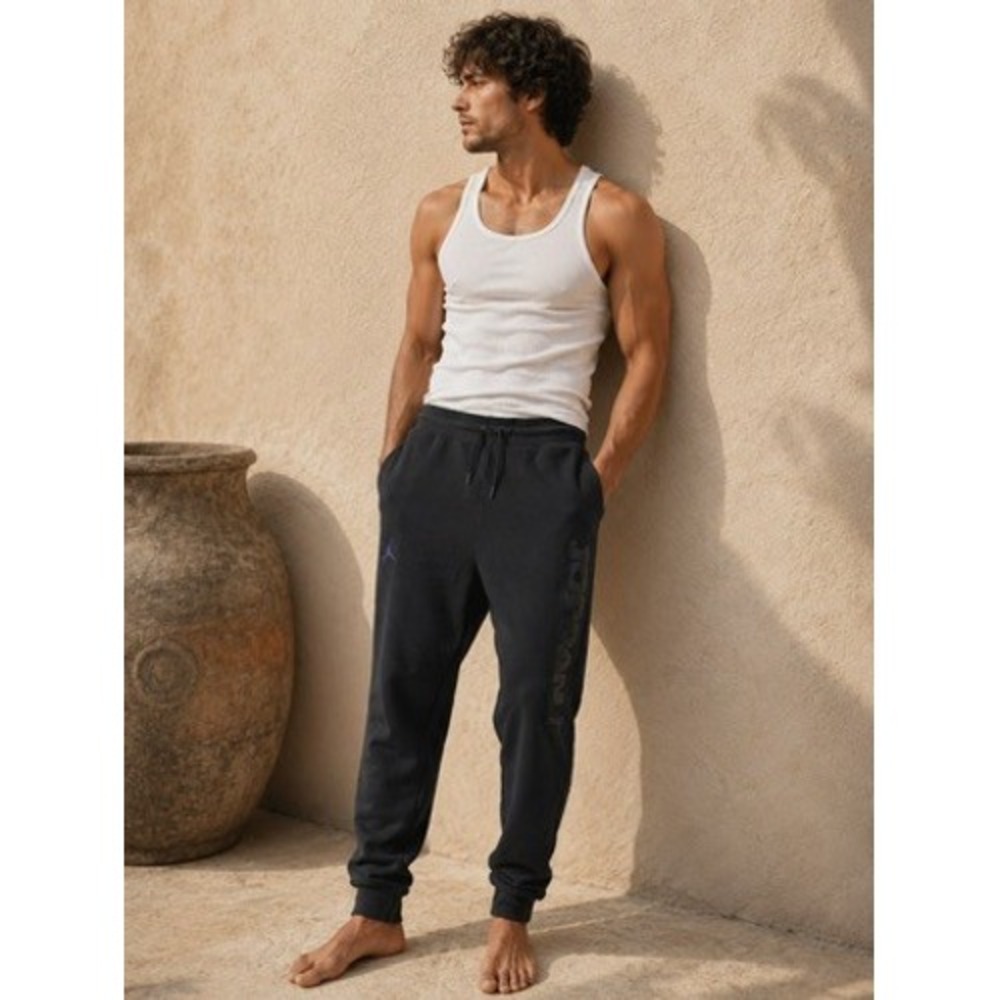 Jordan 72-10 Mens Black Graphic Jogger Sweatpants Small Jumpman Logo Basketball